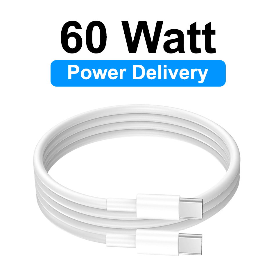 (60W) USB Type-C (PD) Fast Charging Data Cable (1m) - White