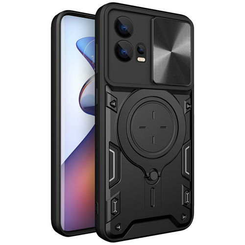 Heavy Duty Shockproof Case / Slide Camera Cover for Motorola Edge 30 Fusion - Black