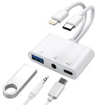 (3-in-2) Lightning / Type-C to 3.5mm Headphone Jack / Audio DAC / USB OTG / Charging Adapter