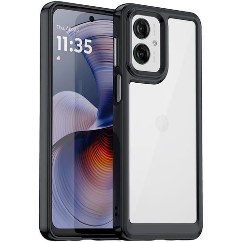 Hybrid Acrylic Tough Shockproof Case for Motorola Moto G55 - Black (Frame)