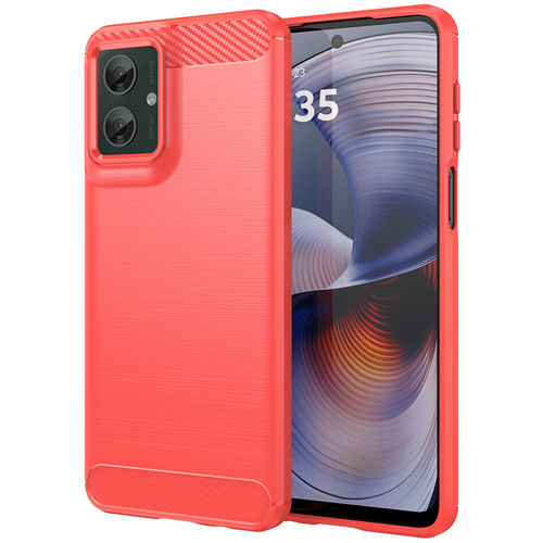 Flexi Slim Carbon Fibre Case for Motorola Moto G55 - Brushed Red