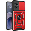 Heavy Duty Shockproof Case / Slide Camera Cover for Motorola Moto G55 - Red