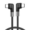 (100W) Double Right Angle USB Type-C (Anti-Tangle) Charging Cable (1m) - Black