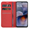 Leather Wallet Case & Card Holder Pouch for Motorola Moto G55 - Red