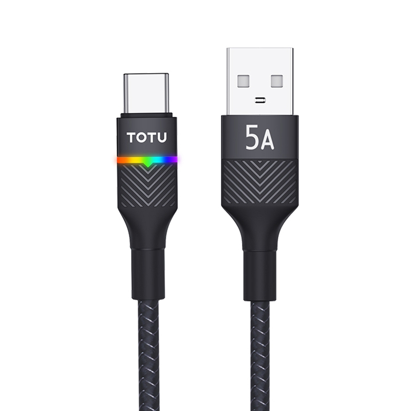 Totu Journey (25W) Glowing LED USB Type-C Charging Cable (1.5m) - Black