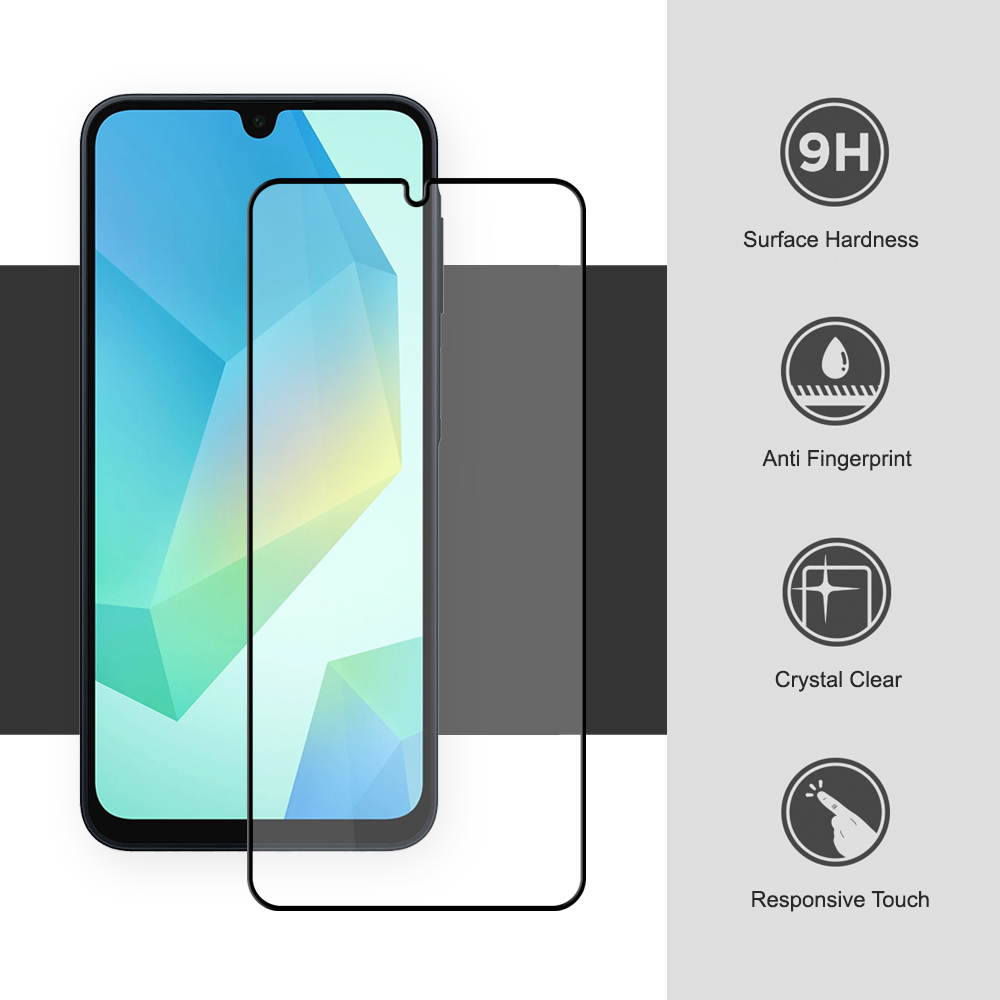 Full Coverage Tempered Glass Screen Protector for Samsung Galaxy A26 / A16 5G - Black