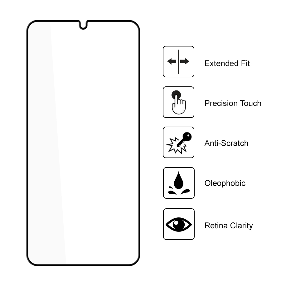 Full Coverage Tempered Glass Screen Protector for Samsung Galaxy A26 / A16 5G - Black