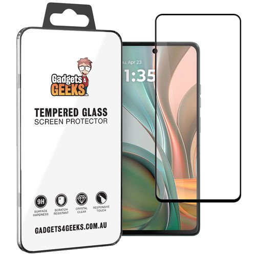 Full Coverage Tempered Glass Screen Protector for Motorola Moto G75 - Black