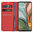 Leather Wallet Case & Card Holder Pouch for Motorola Moto G75 - Red