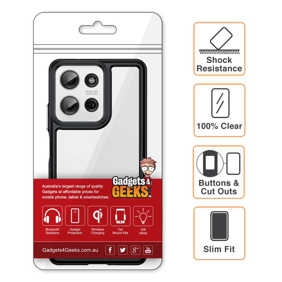Hybrid Acrylic Tough Shockproof Case for Motorola Moto G75 - Black (Frame)