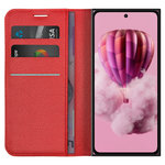 Leather Wallet Case & Card Holder Pouch for HMD Skyline 5G - Red