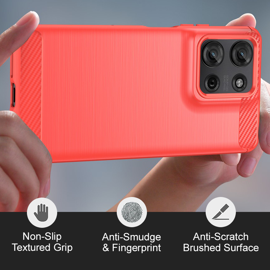 Flexi Slim Carbon Fibre Case for Motorola Moto G75 - Brushed Red