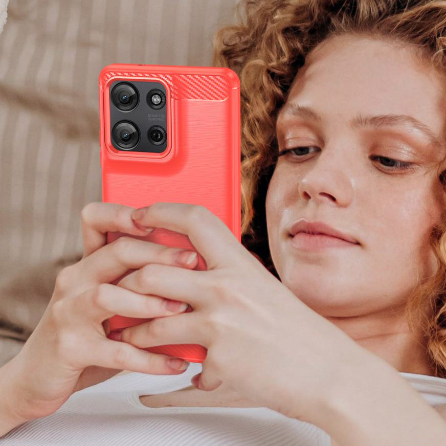 Flexi Slim Carbon Fibre Case for Motorola Moto G75 - Brushed Red