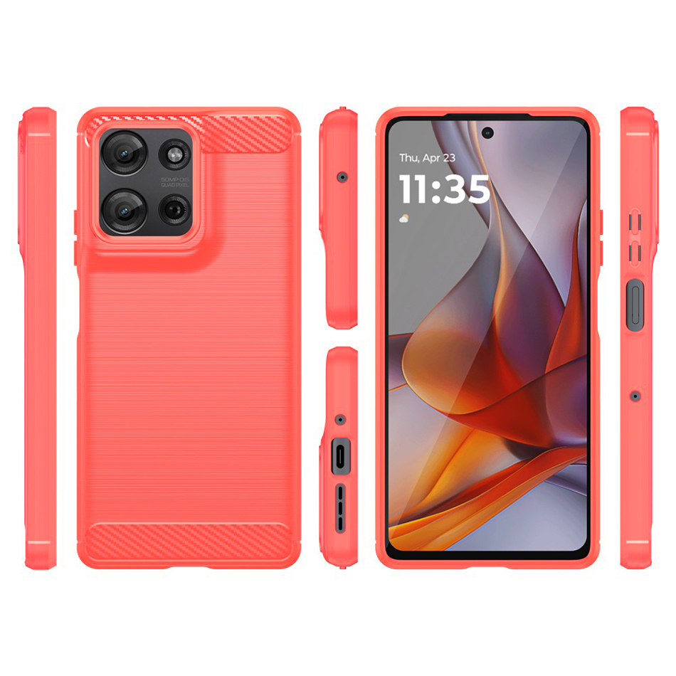 Flexi Slim Carbon Fibre Case for Motorola Moto G75 - Brushed Red