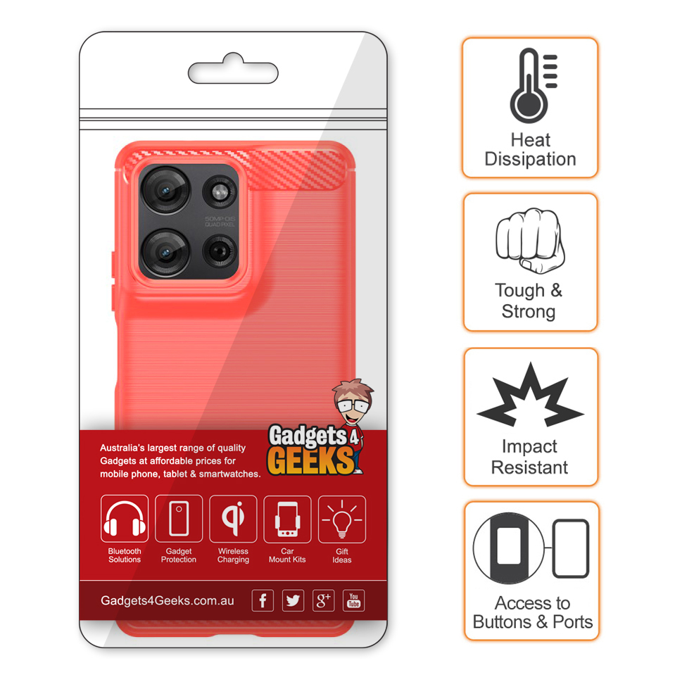 Flexi Slim Carbon Fibre Case for Motorola Moto G75 - Brushed Red