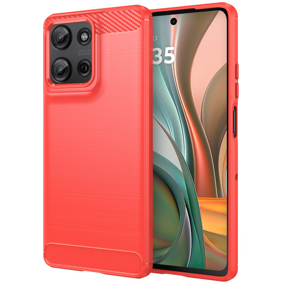 Flexi Slim Carbon Fibre Case for Motorola Moto G75 - Brushed Red