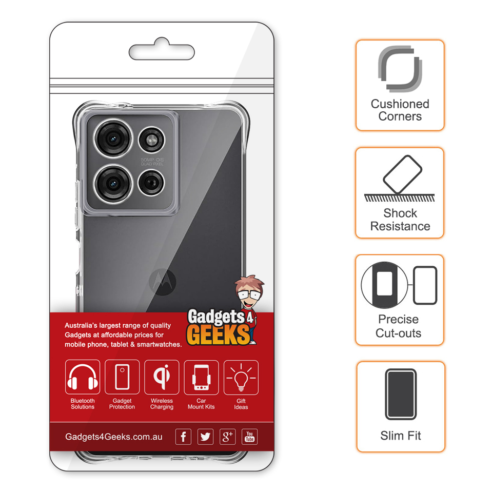 Flexi Gel Shockproof Case for Motorola Moto G75 - Clear (Gloss Grip)