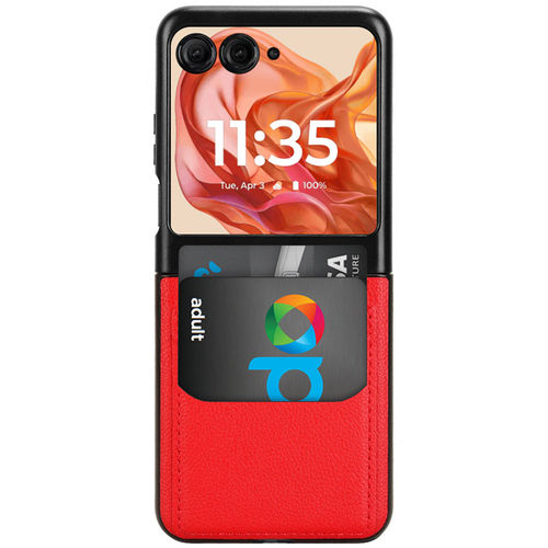 Slim Hard Shell Wallet Case / Card Holder Pouch for Motorola Razr 50 - Red