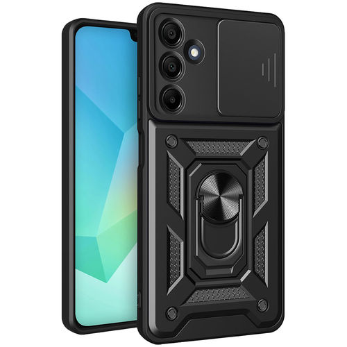 Heavy Duty Shockproof Case / Slide Camera Cover for Samsung Galaxy A16 5G - Black