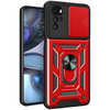 Heavy Duty Shockproof Case / Slide Camera Cover for Motorola Moto G22 - Red