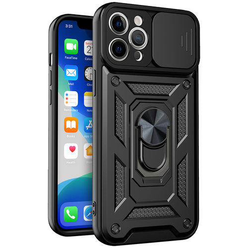 Heavy Duty Shockproof Case / Slide Camera Cover for Apple iPhone 11 Pro Max - Black