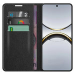 Leather Wallet Case & Card Holder Pouch for Oppo Find X8 Pro - Black