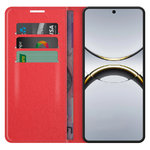 Leather Wallet Case & Card Holder Pouch for Oppo Find X8 Pro - Red
