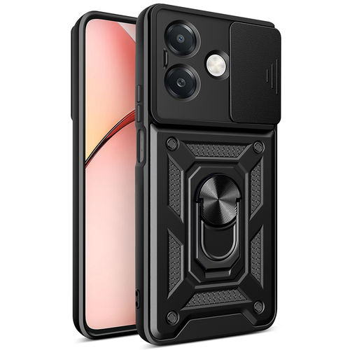 Heavy Duty Shockproof Case / Slide Camera Cover for Oppo A60 / A40 - Black
