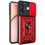 Heavy Duty Shockproof Case / Slide Camera Cover for Oppo A60 / A40 - Red