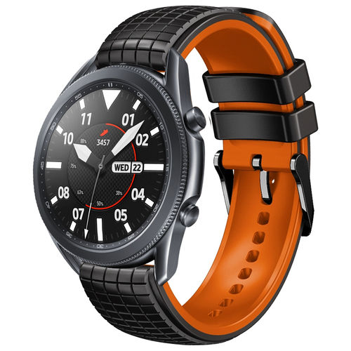 Sport Silicone Band for Samsung Galaxy Watch3 (45mm) - Black (Orange)
