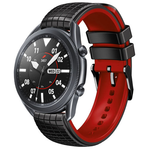 Sport Silicone Band for Samsung Galaxy Watch3 (45mm) - Black (Red)