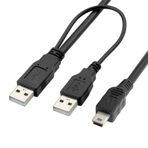 (2-in-1) Mini-USB to Dual USB 2.0 Extra Power Cable (70cm) for External Hard Drive