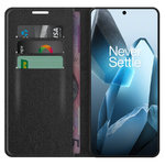 Leather Wallet Case & Card Holder Pouch for OnePlus 13 - Black