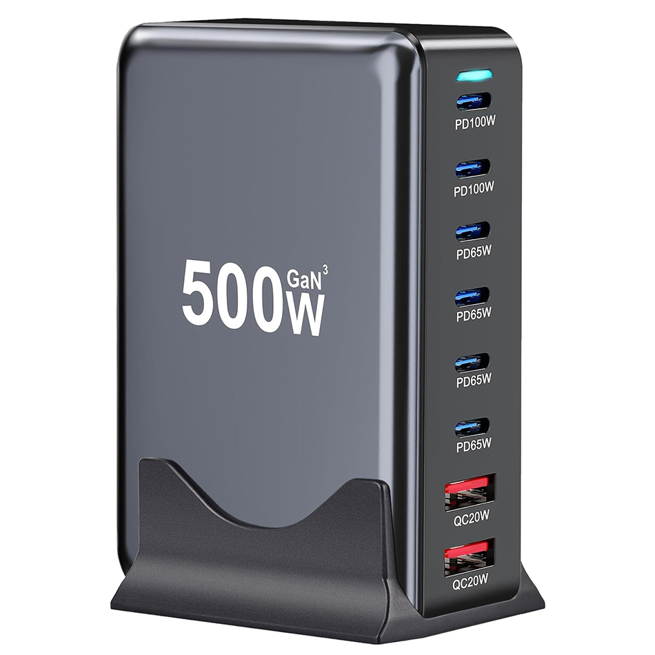 (500W) GaN 3 (8-Port) USB Type-C / PD 3.0 / QC 3.0 Charging Station