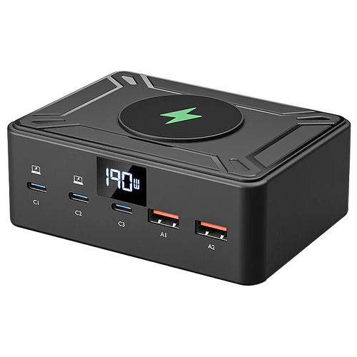 6-in-1 (190W) Charging Station / USB Type-C (PD) / QC 3.0 / Power Display / Wireless Charger