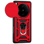 Heavy Duty Shockproof Case / Slide Camera Cover for Oppo Find X8 Pro - Red