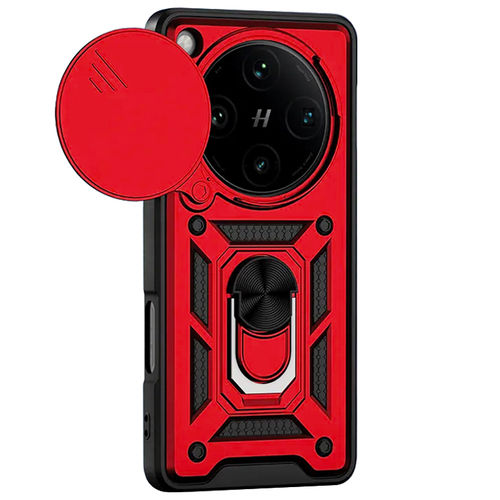 Heavy Duty Shockproof Case / Slide Camera Cover for Oppo Find X8 Pro - Red