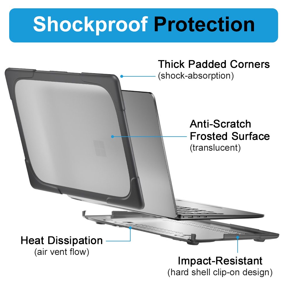 Heavy Duty Tough Shockproof Case for Microsoft Surface Laptop 7 (13.8") - Dark Grey