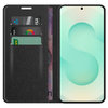 Leather Wallet Case & Card Holder Pouch for Samsung Galaxy S25 - Black