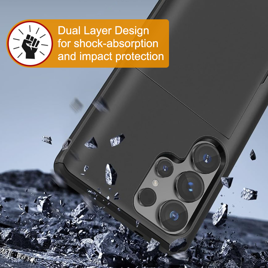 Tough Armour Slide Case & Card Holder for Samsung Galaxy S25 Ultra - Black
