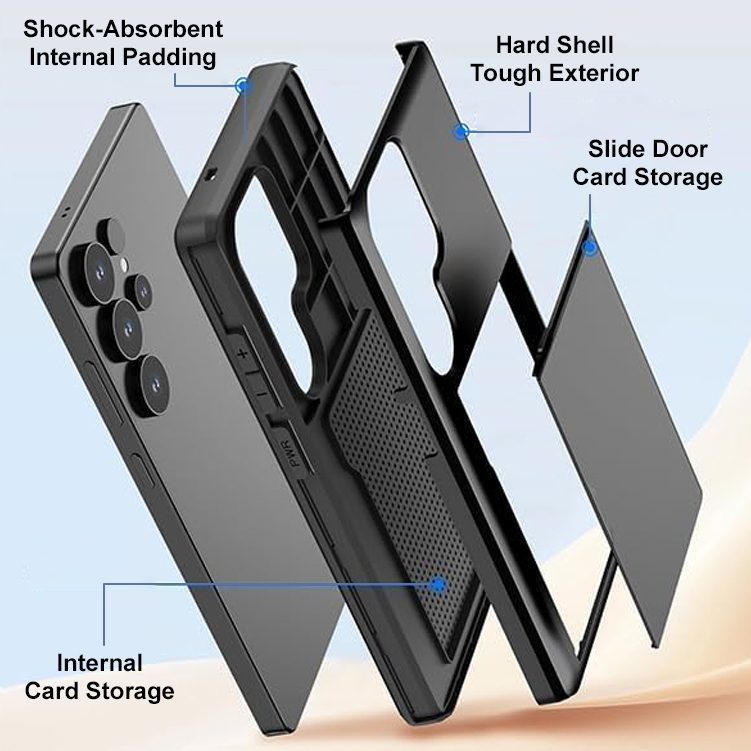Tough Armour Slide Case & Card Holder for Samsung Galaxy S25 Ultra - Black
