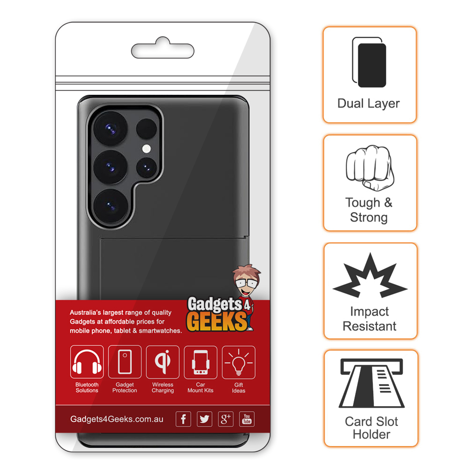 Tough Armour Slide Case & Card Holder for Samsung Galaxy S25 Ultra - Black