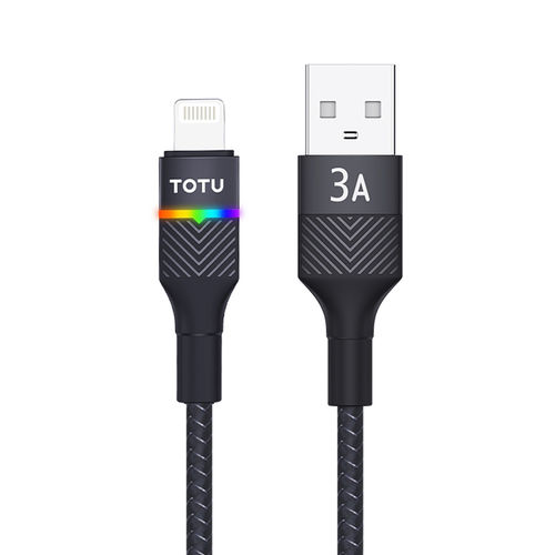 Totu Journey (15W) Glowing LED USB Lightning Charging Cable (1.5m) for iPhone / iPad - Black