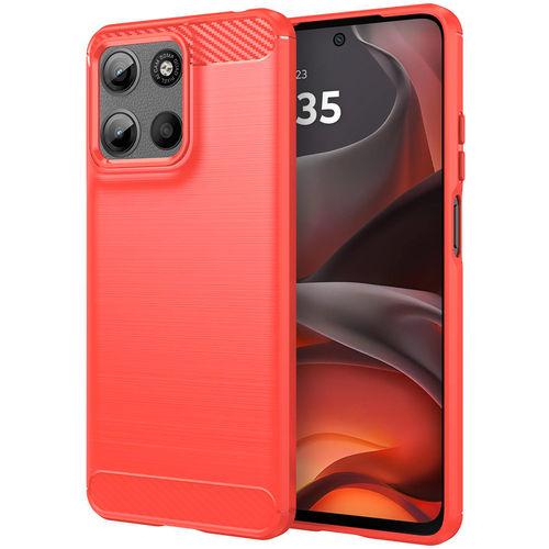Flexi Slim Carbon Fibre Case for Motorola Moto G15 - Brushed Red