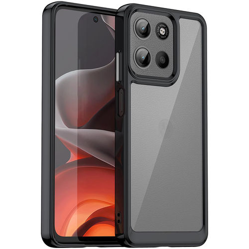 Hybrid Acrylic Tough Shockproof Case for Motorola Moto G15 - Black (Frame)