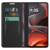 Leather Wallet Case & Card Holder Pouch for Motorola Moto G15 - Black