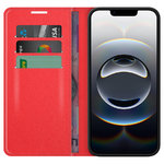 Leather Wallet Case & Card Holder Pouch for Apple iPhone 16e - Red