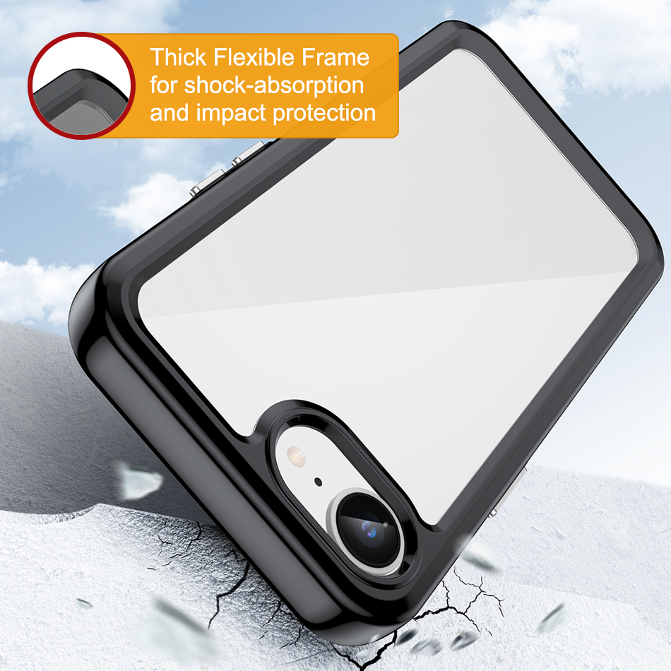 Hybrid Acrylic Tough Shockproof Case for Apple iPhone 16e - Black (Frame)