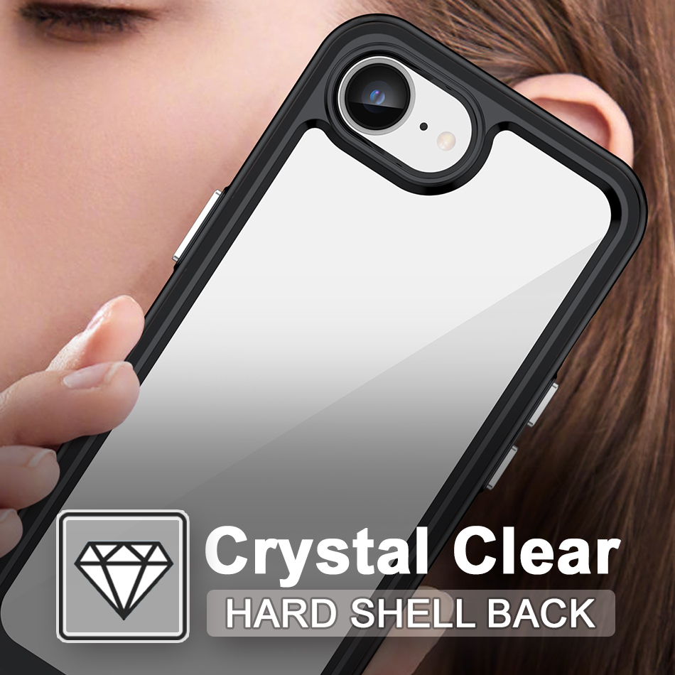 Hybrid Acrylic Tough Shockproof Case for Apple iPhone 16e - Black (Frame)