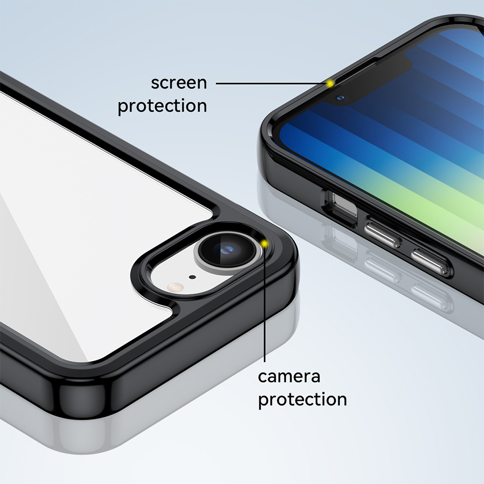 Hybrid Acrylic Tough Shockproof Case for Apple iPhone 16e - Black (Frame)
